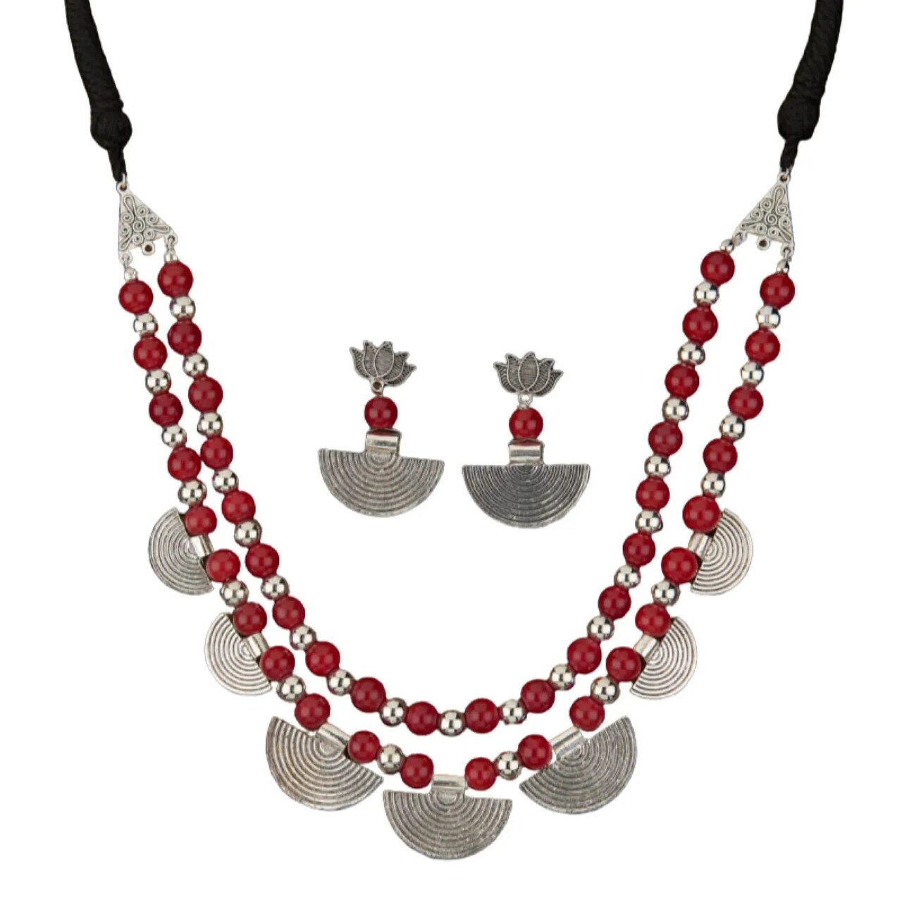 Indian Boho Tribal Jewelry Set Aesthetic Comfortable Indian Choker and Earrings Rural Jewelry Gypsy Boho Set Ethnic Style Jewellery for Women